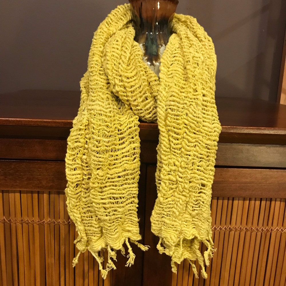 Yellow hand made scarf from Thailand.